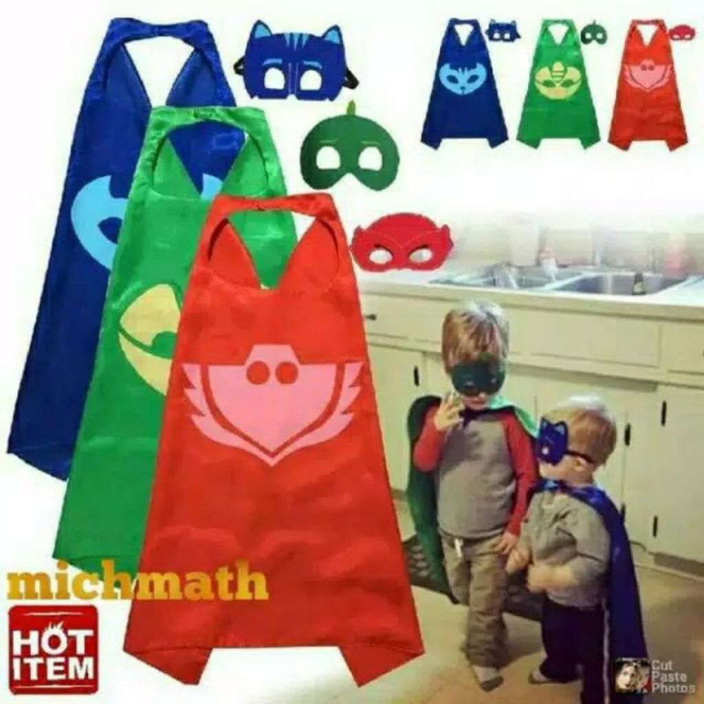 Mainan anak kostum superheroes figures Jubah Topeng PJ Masks costume party Halloween pj mask toys fi