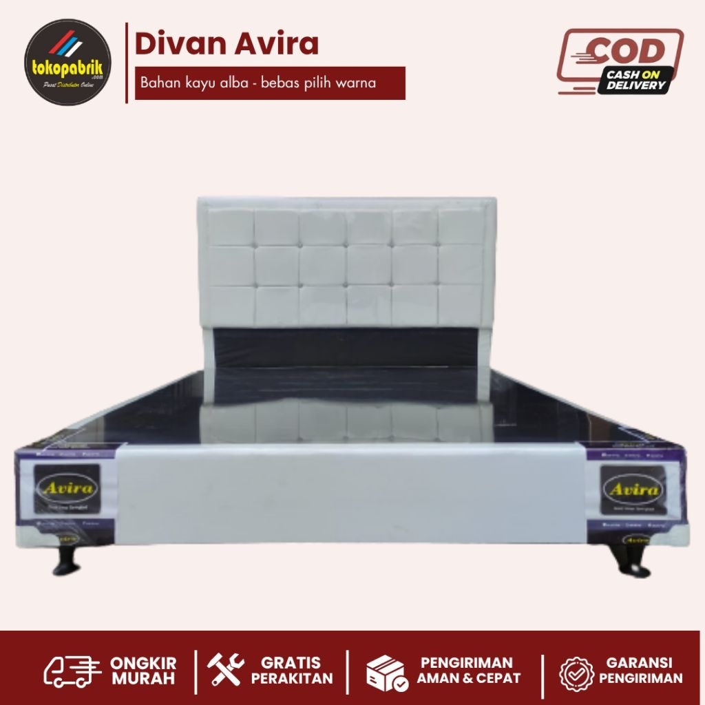 Divan avira box + sandaran kancing salur divan 120x200 140x200 160x200 180x200cm