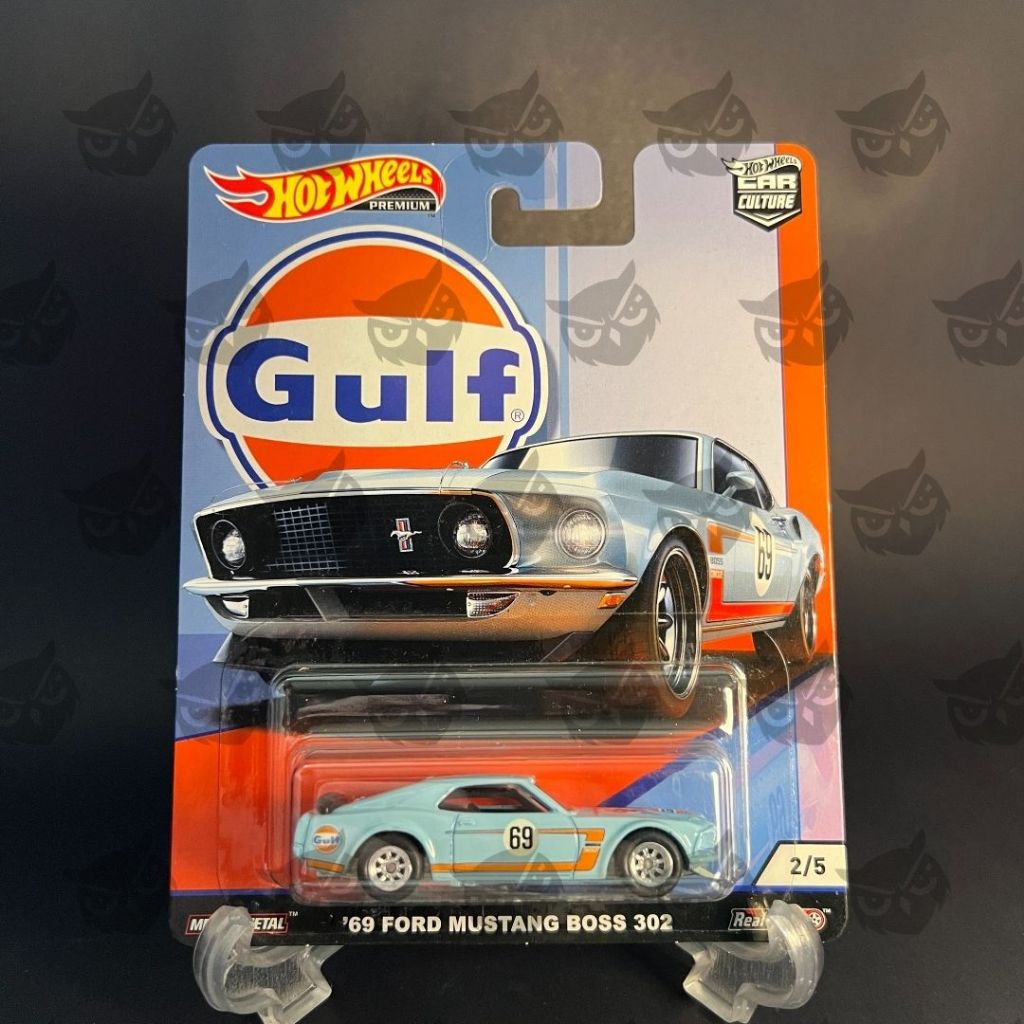 Hot Wheels Premium Gulf 69 Ford Mustang Boss 302 Gulf – Roda Karet Metal Body