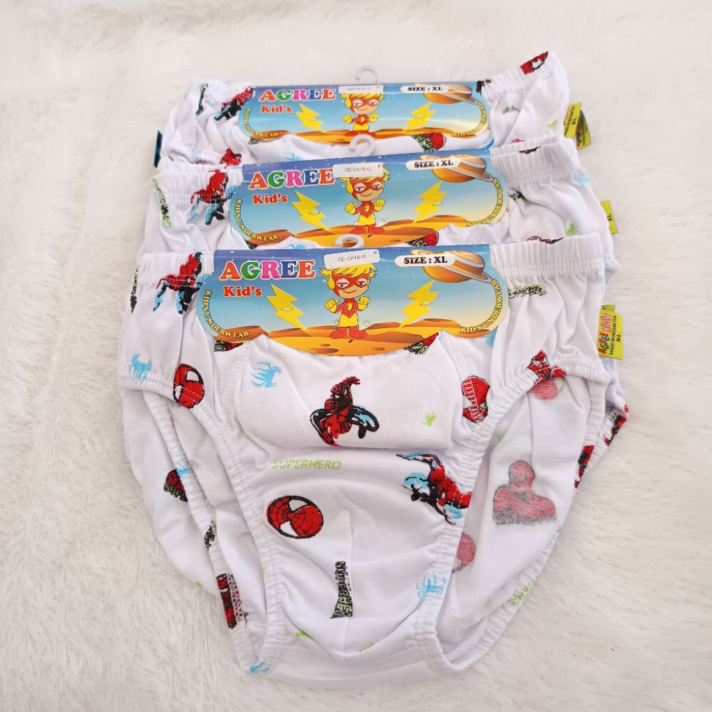 ( 3 Pcs ) CD Agree Kid's CA 18 /CD Motif SPIDERMAN / CD Anak Laki Laki / CD Anak Cowok