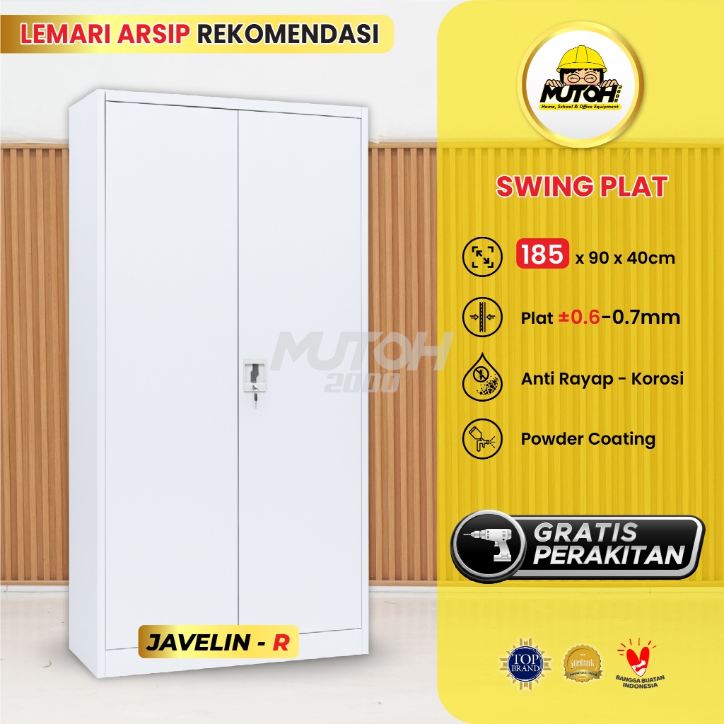 Lemari Arsip Besi Swing Plat Lemari arsip kantor 2 Pintu putih MUTOH JAVELIN