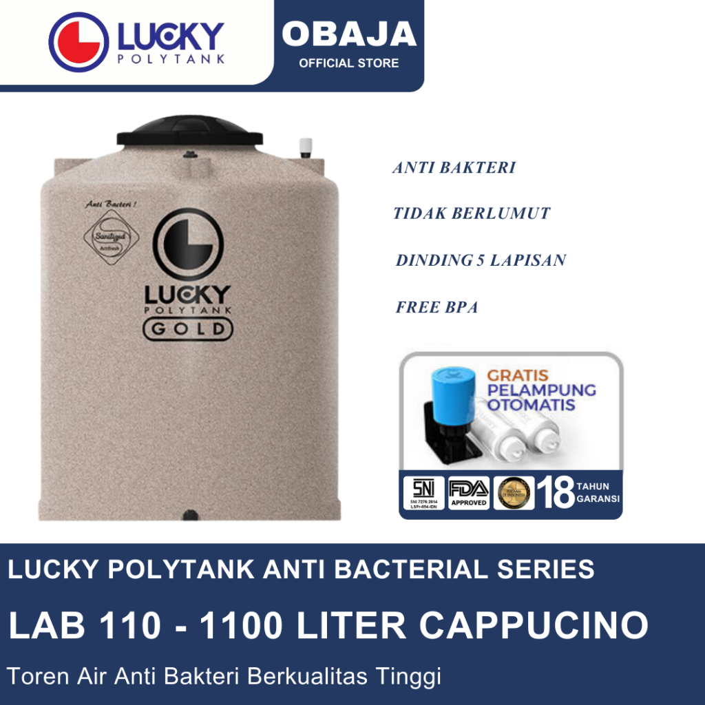 Lucky Polytank Toren Air LAB 110 Cappucino / Toren Air LAB 1100 Liter Cappucino Lucky Polytank