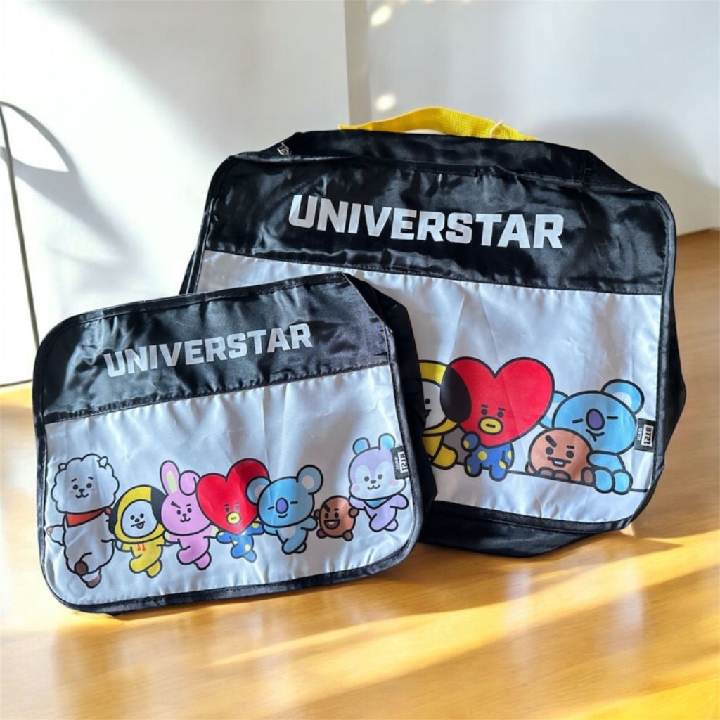 MINISO BT21 TRAVEL BAG TAS TRAVELING 2pcs STORAGE BAG