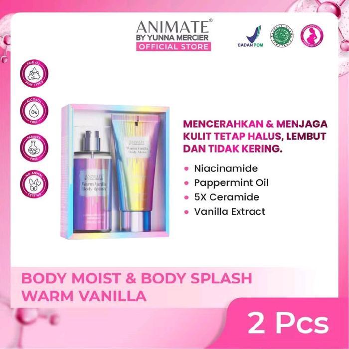 Animate Body Moist & Body Splash - Wangi Tahan Lama Warm Vanilla Cutey Crush