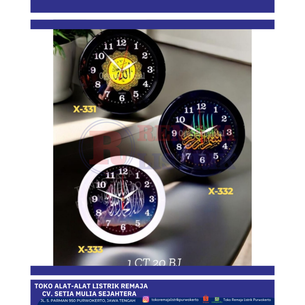 Jam Dinding Analog Kaligrafi Ogana