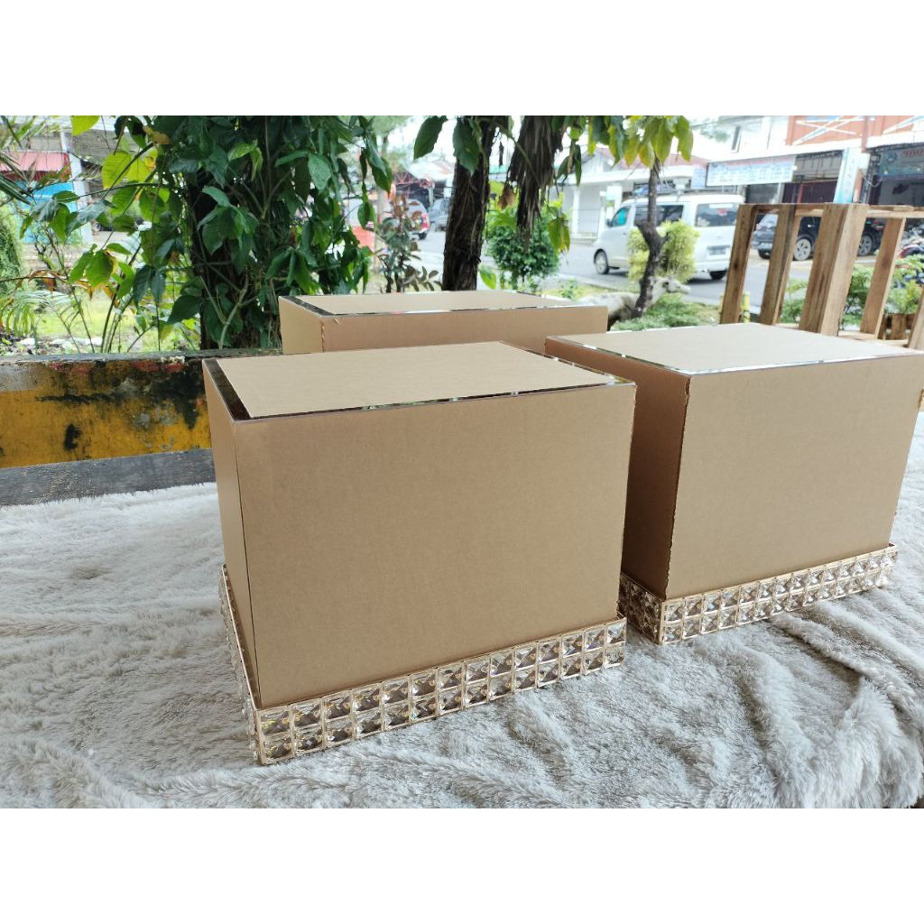 SET ISI 3 TRAY KRISTAL TANPA GAGANG DAN TUTUP AKRILIK | BOX HANTARAN | Free Packing