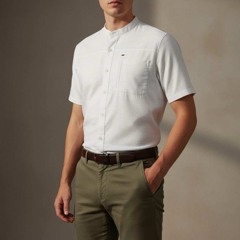 MGEE Baju Muslim Koko Pria Lengan Pendek AZKA C060 White