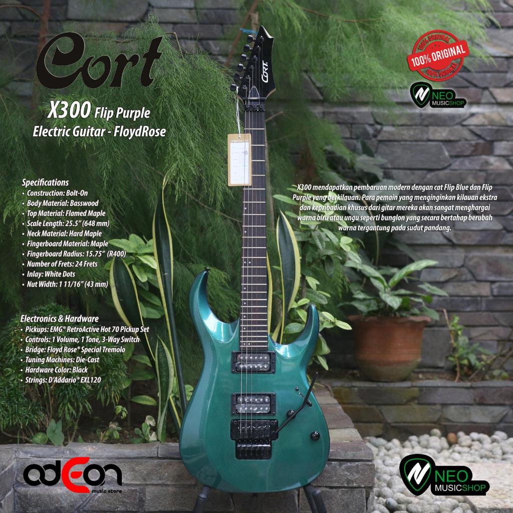 Cort X300 Flip Purple 6 Strings Electric Guitar with FloydRose Special Tremolo