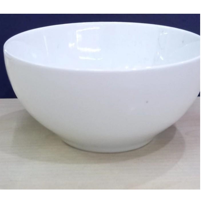 Mangkok Besar Jumbo Cekung Dalam Bulat Keramik Porselen Putih Polos Tebal Murah Tahan Panas Diameter
