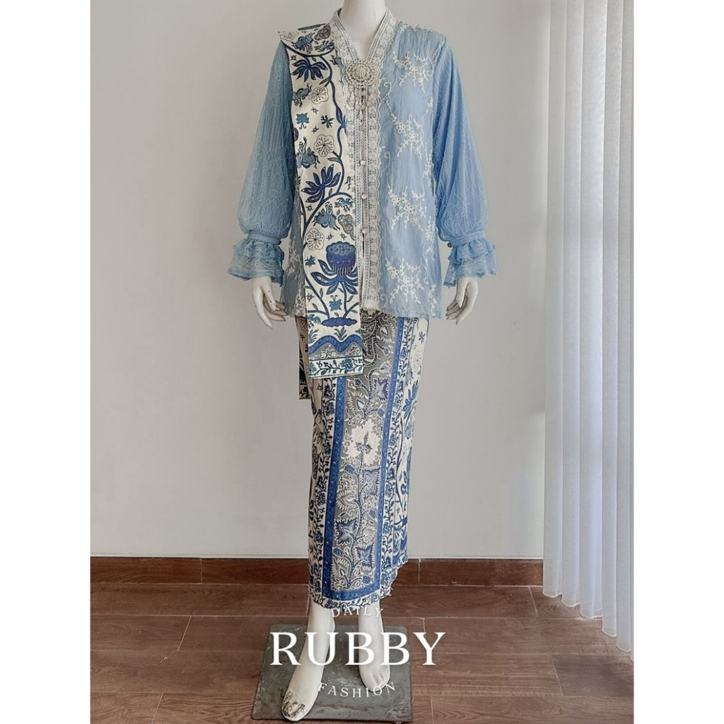 [HARGA TERPISAH] ASTRID Setelan Kebaya Casual Modern Bahan Tile Cantily Rok Batik Span Instan Warna 