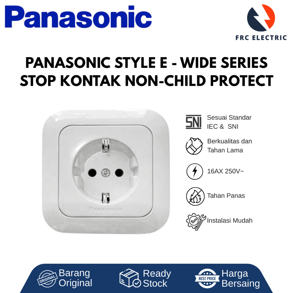 Stop Kontak Panasonic Inbow - Stop Kontak Listrik Tanam Panasonic Wide Series - Child protect / non 