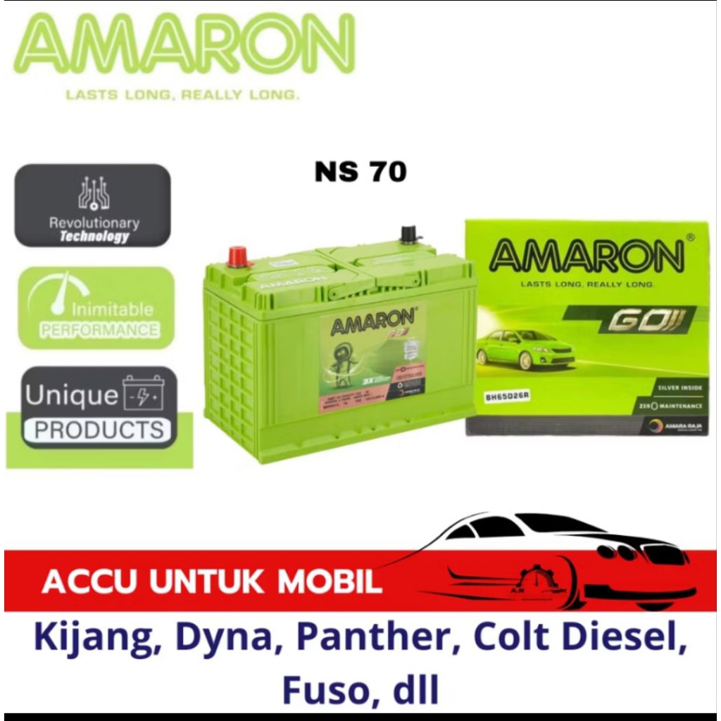 Aki Mobil AMARON - Aki Kering NS70 / 65D26R / 65Ah