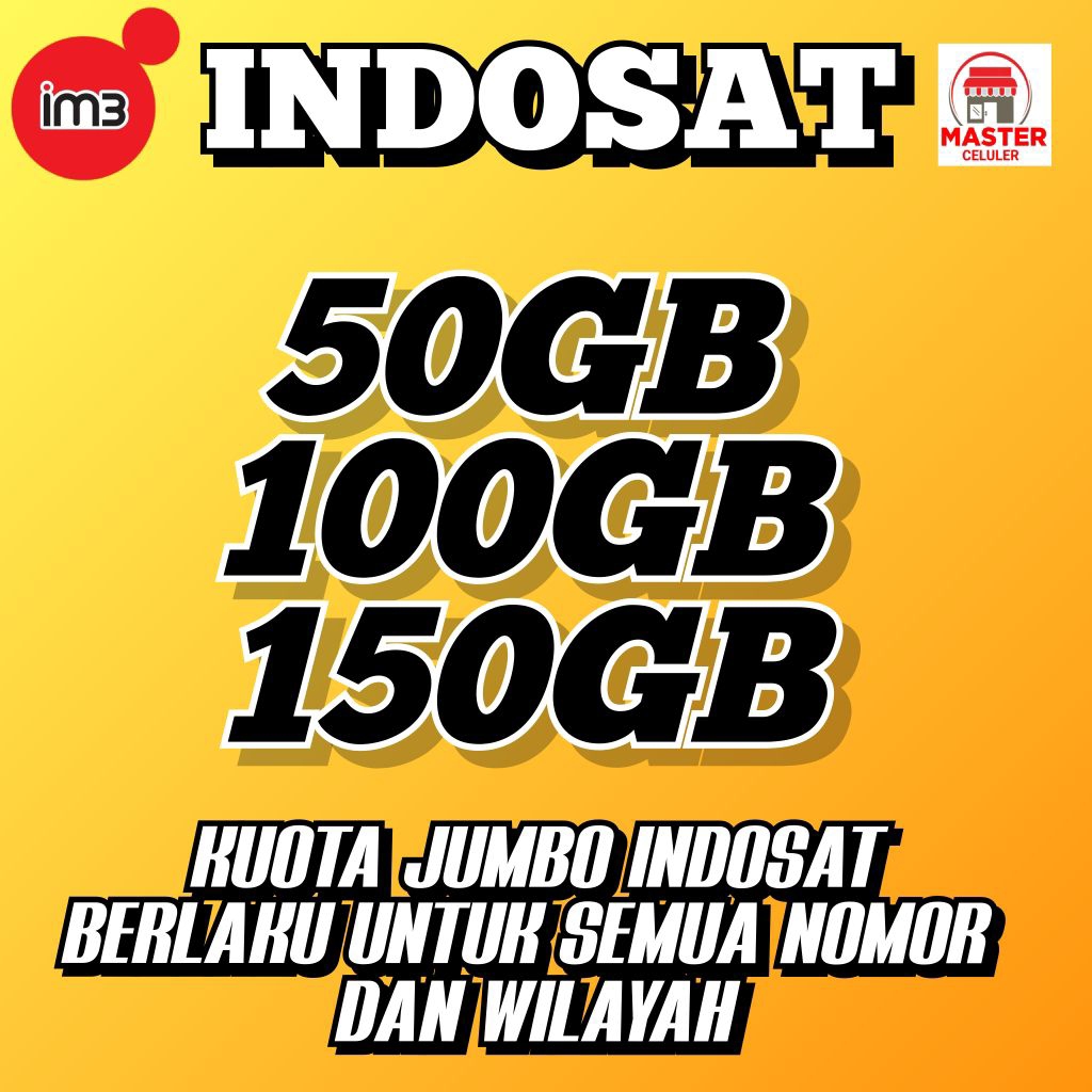 KUOTA ISI ULANG INDOSAT/PAKET DATA IM3 50GB 70GB 100GB 150GB