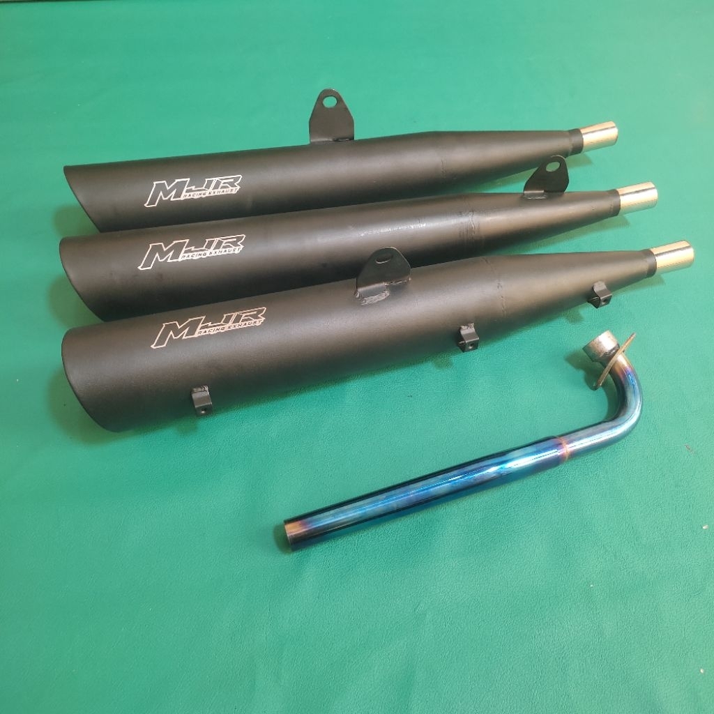 KNALPOT STANDAR RACING MODEL ORI ORIGINAL MJR LEHER BLUE UNTUK MOTOR BEBEK HONDA SUPRA X 125 OLD KAR