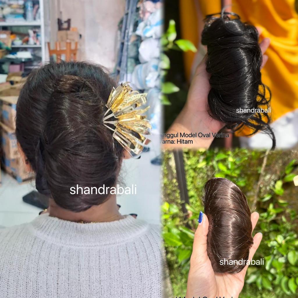 Shandra Bali - Sanggul Jepit Oval Model Verina Mawar Rambut Sintetis Premium