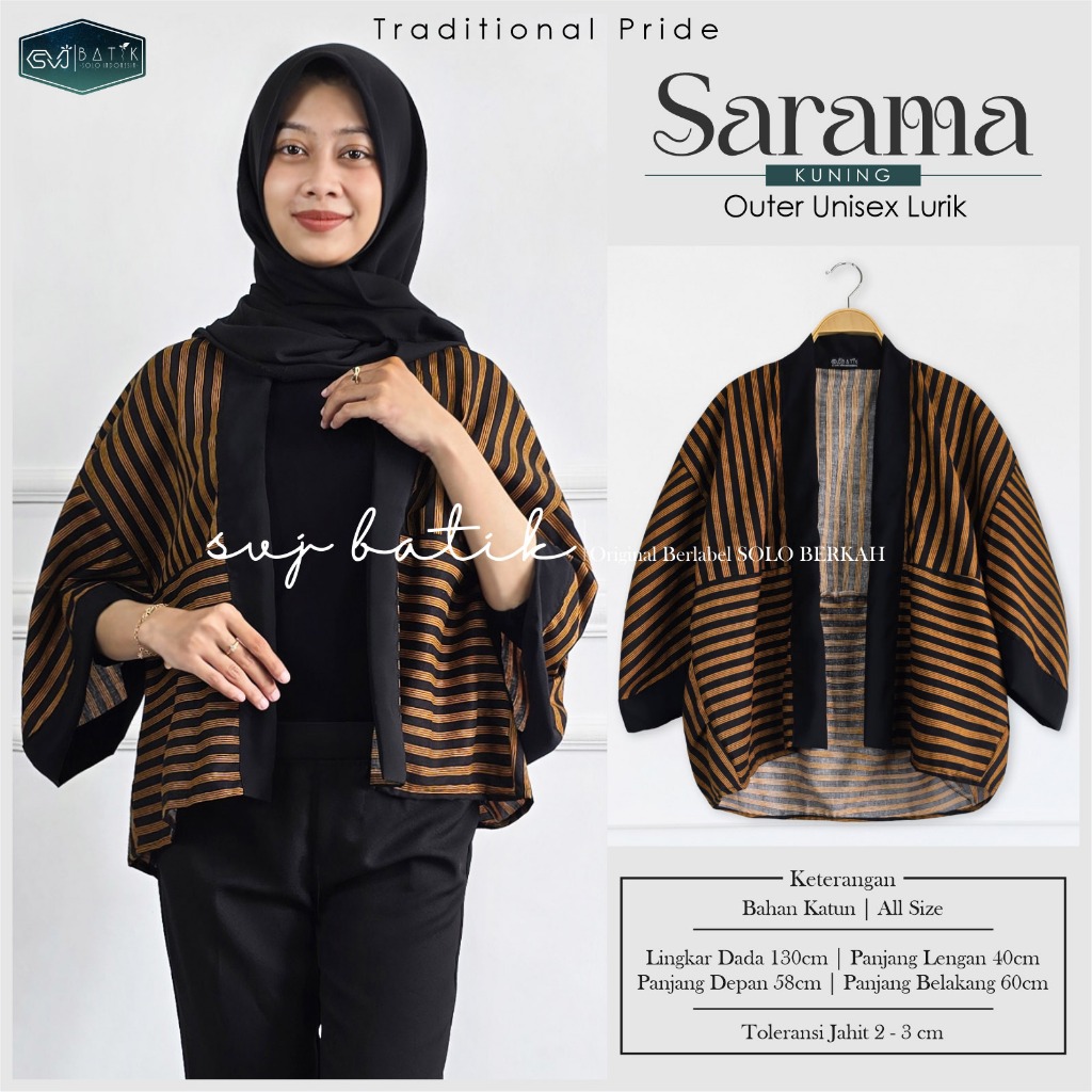 Lurik batik jawa atasan batik unisex pria dan wanita oversize LD 130 cm cardigan svj batik lurik