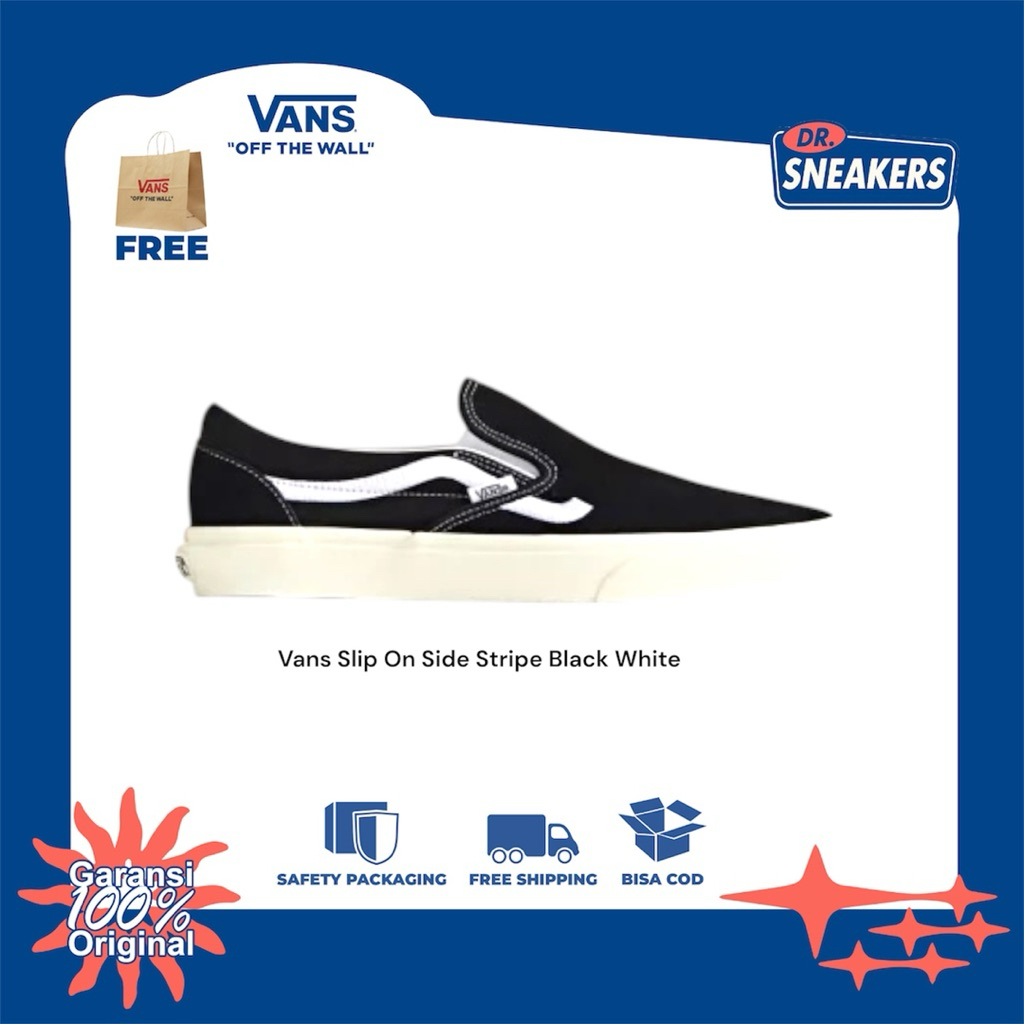 Vans Slip On Side Stripe Black White