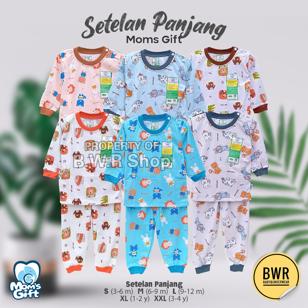 Moms Gift Setelan PANJANG Rainy ( 0-4 tahun ) Setelan Piyama Baju Tidur Anak - BWR