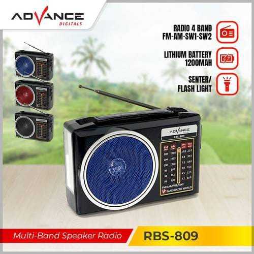 ADVANCE Radio RBS-809 FM / AM / SW1 / SW2 4 Band Speaker Radio - Baterai atau listrik / Speaker Jadu