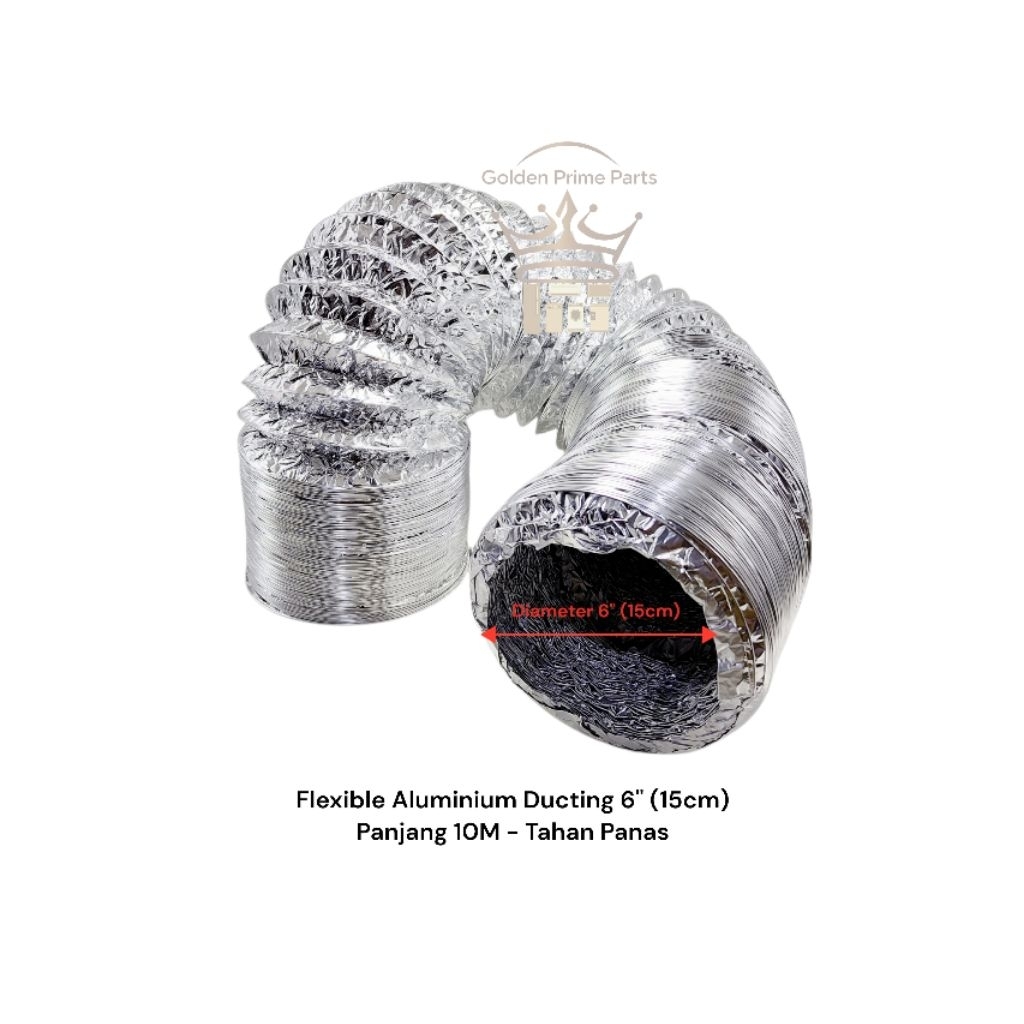 Flexible Aluminium Ducting / Flexible Ducting Cooker Hood 6 Inch (15cm) - 1 Roll 10 Meter
