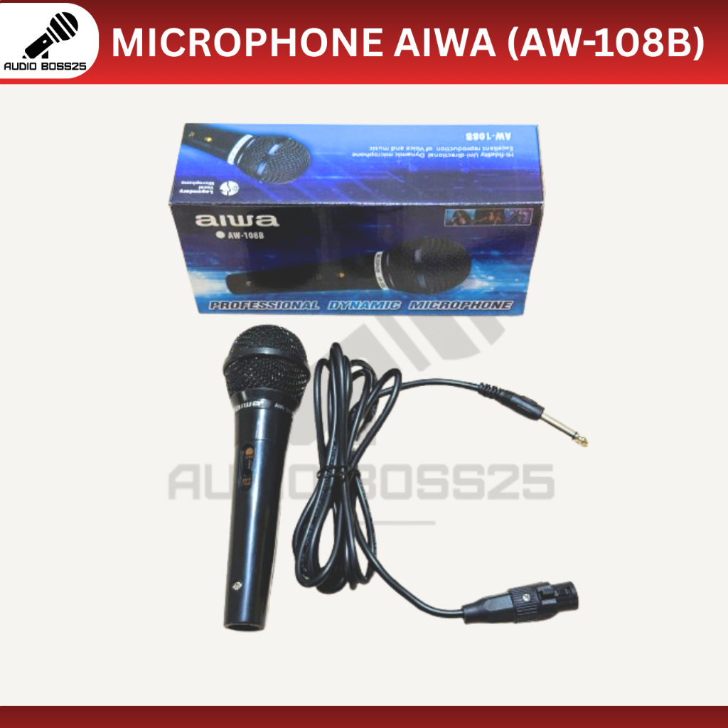 Audio Boss Microphone Kabel AIWA AW-108B / Microphone Genggam AIWA AW-108B / Microphone AIWA AW-108B
