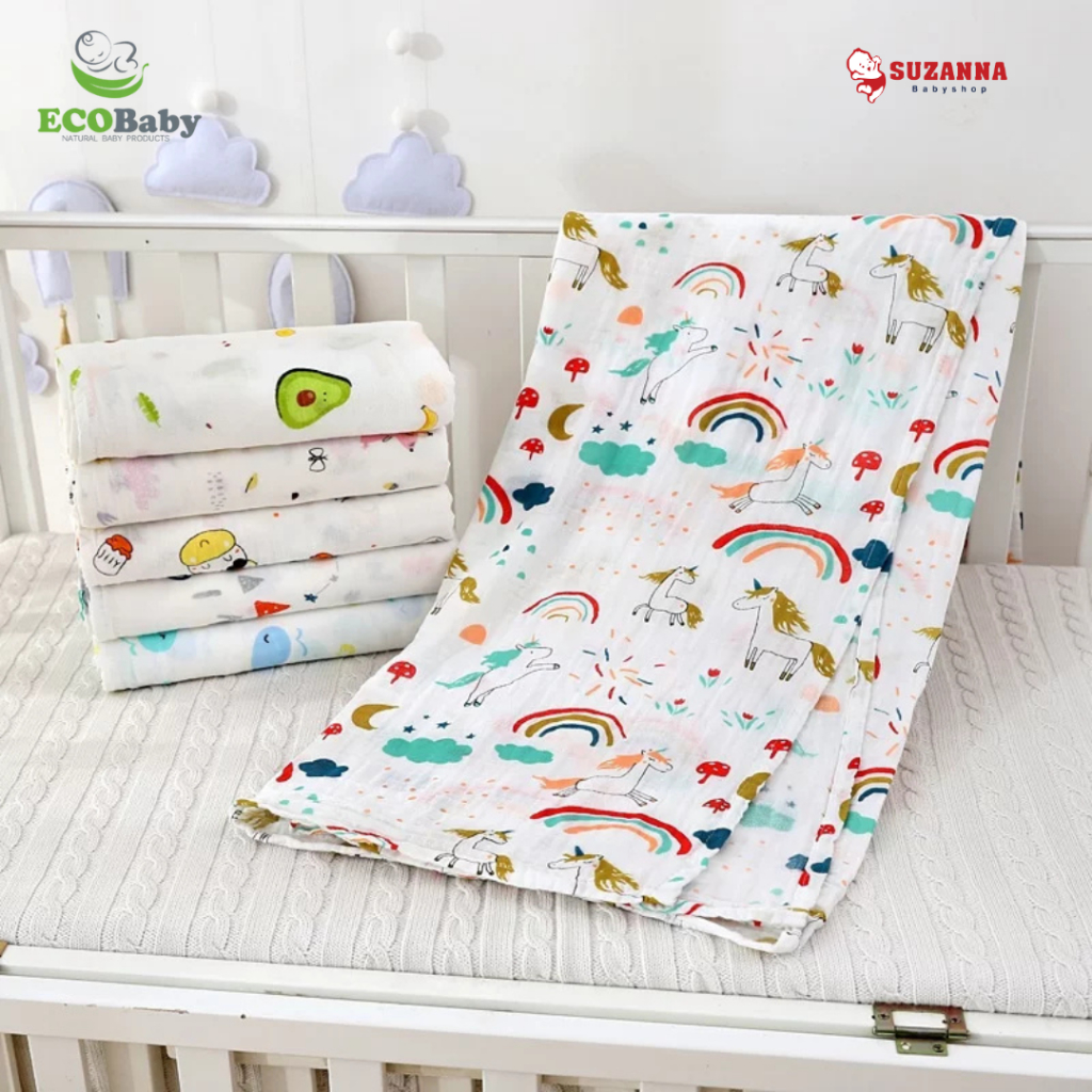 Ecobaby Muslin Swaddles Bamboo Organik 100% - Bedong Bayi