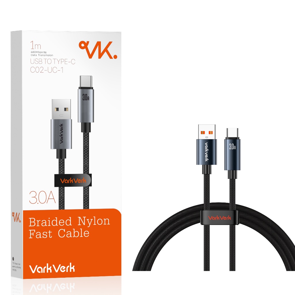 BEST SALE VARKVERK USB KE ( TYPE C ) (LIGHTNING) (MICRO USB) KABEL NILON ANYAMAN ALUMINIUM CEPAT