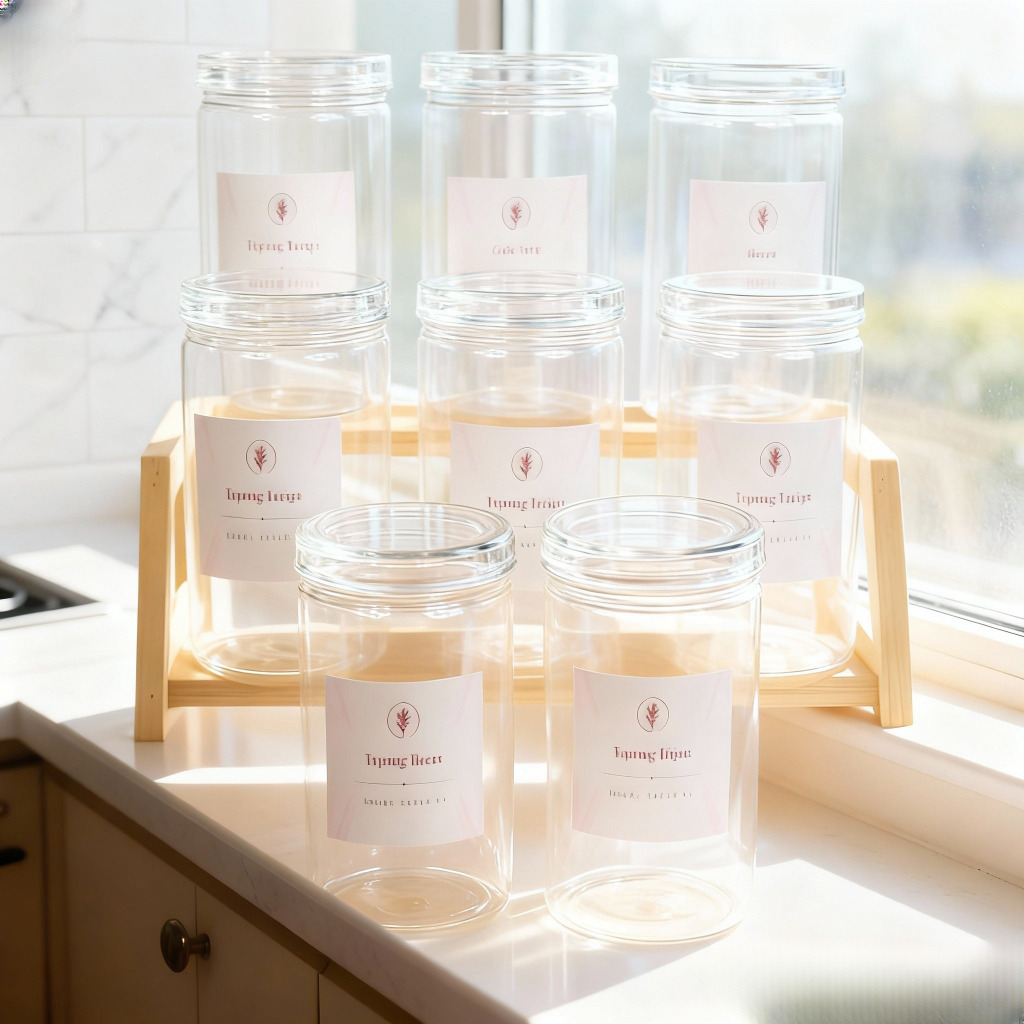 Toples Tempat Bumbu Toples Plastik Tutup Bening Tempat Bumbu Dapur 1000ml Free Sticker