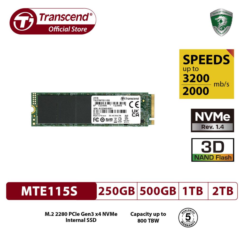 SSD Transcend MTE115S 2TB 1TB 500GB 250GB - NVMe PCIe Gen 3x4