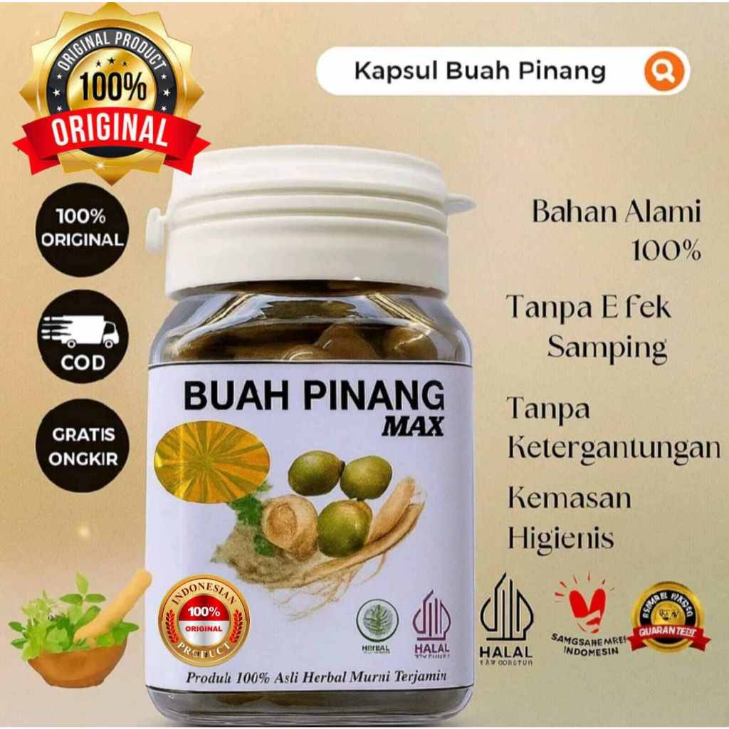 Kapsul Herbal Buah Pinang 35 Kapsul - Murni Alami, Membantu Menambah Energi/Kapsul Buah Pinang Muda 