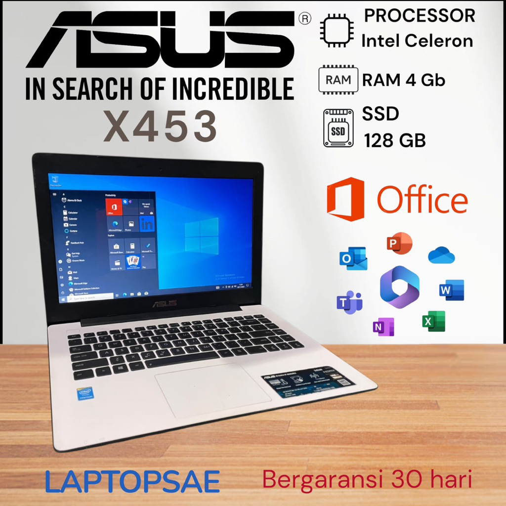 LAPTOP ASUS X453 Intel Celeron RAM 8 GB SSD 256 GB LAPTOP Mahasiswa Pelajar Pekerja Kantoran BERGARA