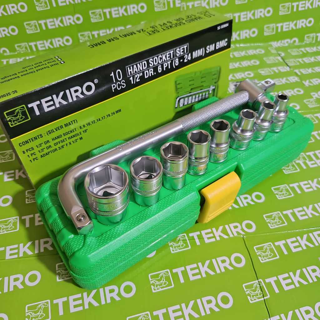 COD Kunci Shock Sok Set 10pcs Merek TEKIRO ToolKit 1/2 DR 8-24 mm 6 Pt Original Ready Kunci Shock Se