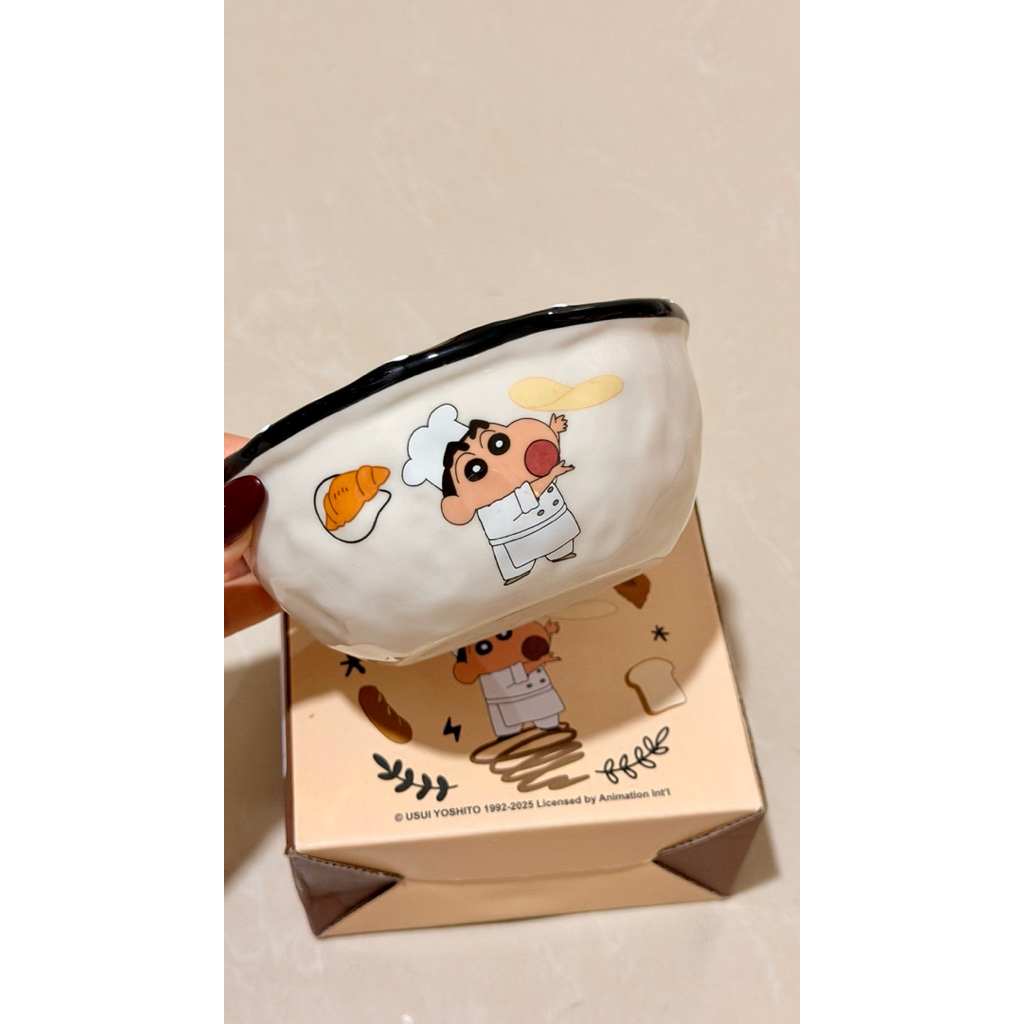 ( WAJIB ADD ON BUBBLE ) (1 pcs) Mangkuk Karakter Sinchan Bahan Ceramic 300 ML Include Box Tebal