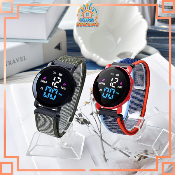J204 Jam bulat Digital Watch Strap Kanvas Jam Tangan LED Jam Tangan Kanvas