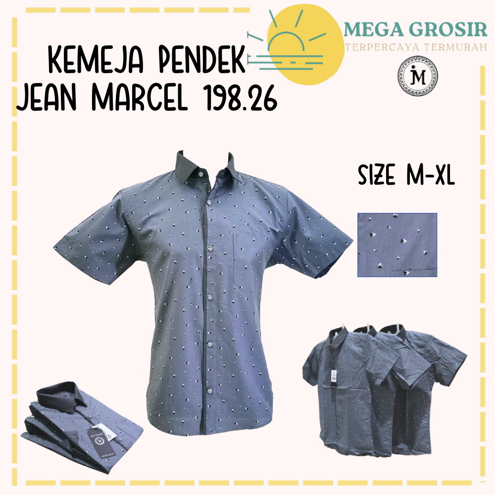 Kemeja Lengan PENDEK JEAN MARCEL 198.26 Slim Fit / Hem Kerja Kantor / Pakaian Formal Cowok