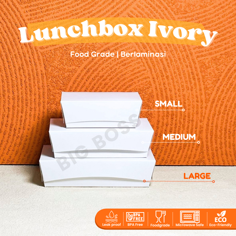 Paper Lunch Box Polos Ivory Lembaran Size M & L Full Laminasi Murah / Lunch Box Ivory Putih