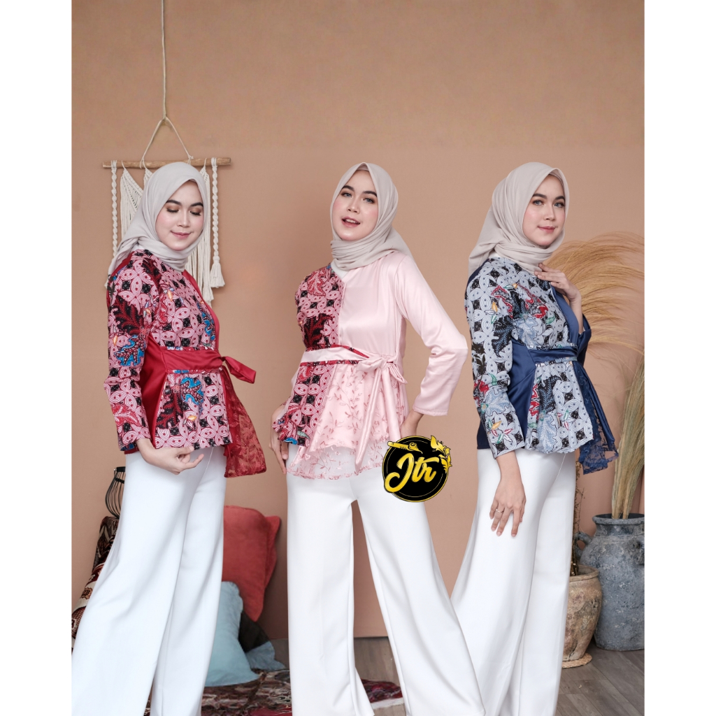 ALIYA Atasan Baju Batik Busana Wanita Kerja Kantor Tradisional Indonesia Modern Model Muslim VANIA