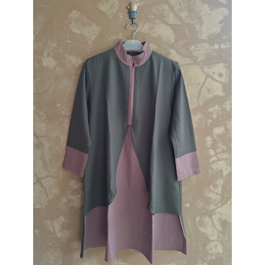 PRELOVED TUNIK LUNARA FASHION BAJU ATASAN WANITA CREPE ADEM BUSUI REMAJA DEWASA WARNA ARMY MOCCA MUR