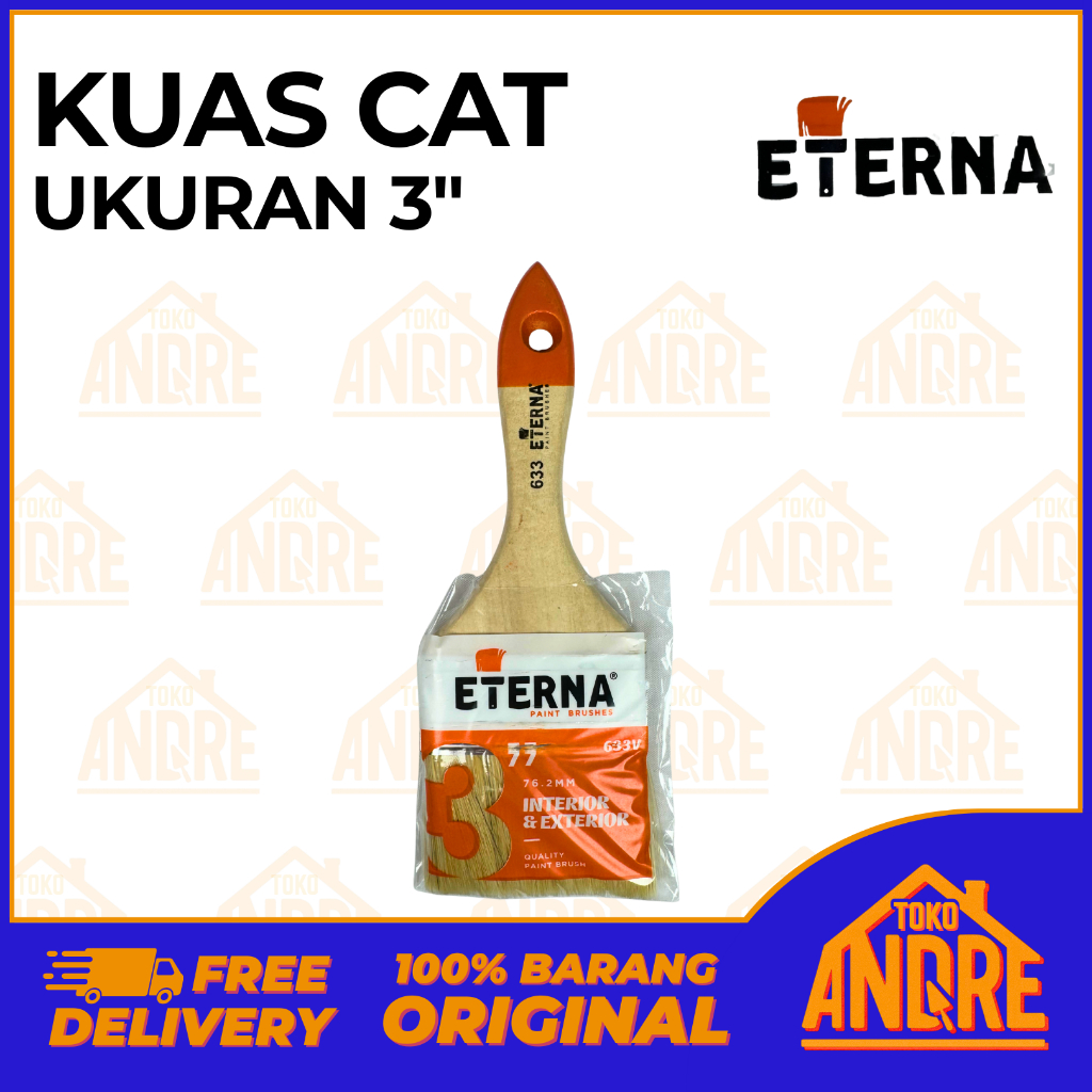 Kuas Cat ETERNA 3" Minyak Tipe 663 Gagang GG Kayu Inch Paint Brush 3 Inch Tembok Dinding Plafon GRC