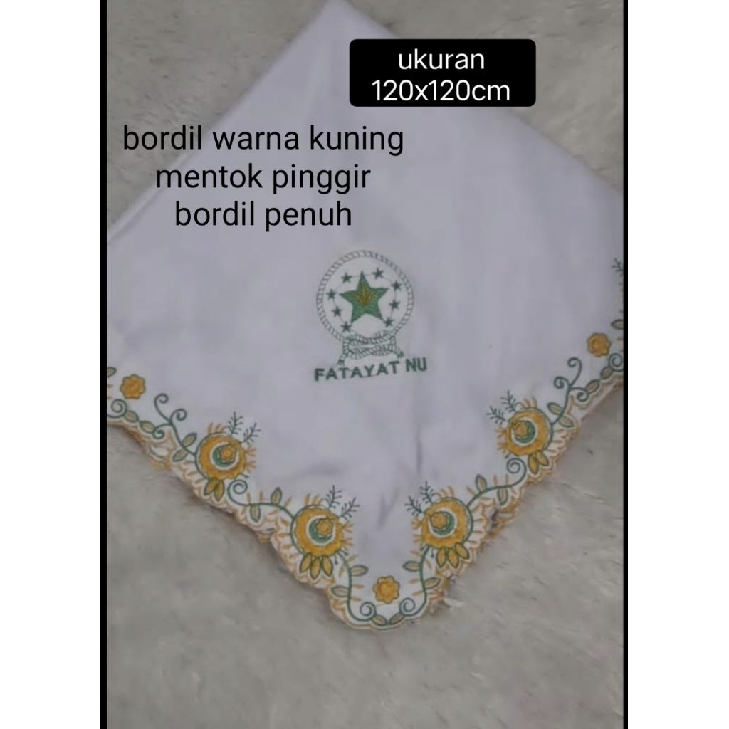 jilbab segi empat kerudung fatayat NU jumbo sar'i ukuran 120cm motif rambat kuning rielpic bayar COD