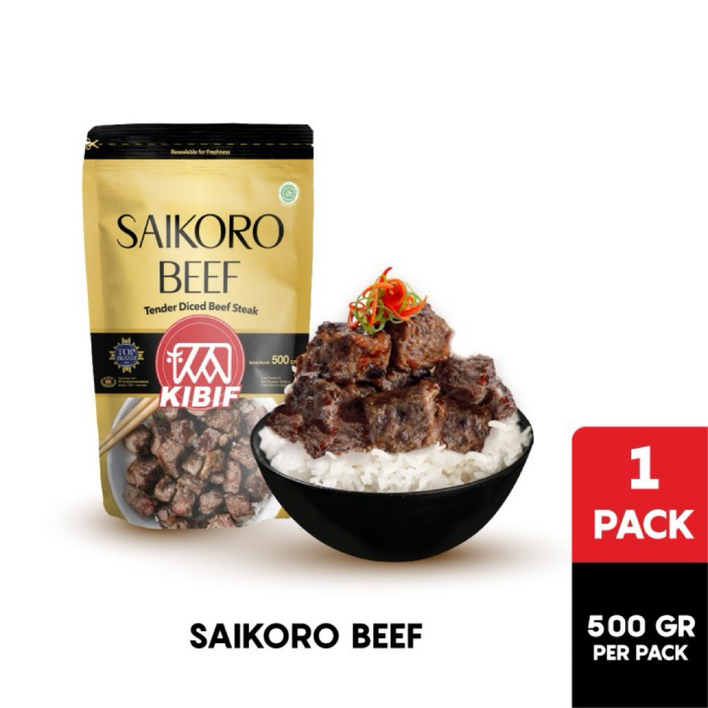 KIBIF Beef Saikoro - Daging Cubes - Steak Saikoro Ala Jepang 500 Gram