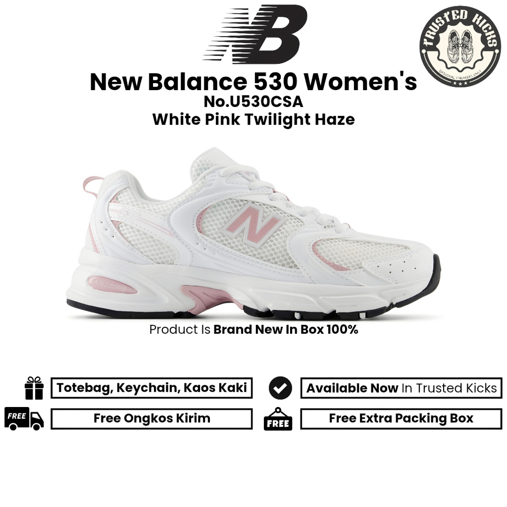 Sepatu Sneakers Wanita NB530 New BaIance 530 White Pink Twilight Haze Original