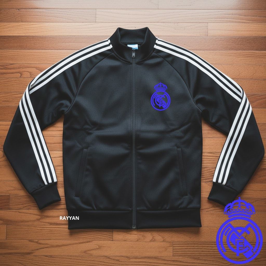 Jacket Tracktop Unisex Footbal Club Top Eropa / Dunia Real Madrid Motf List Tangan Sz M-XL - Jaket O