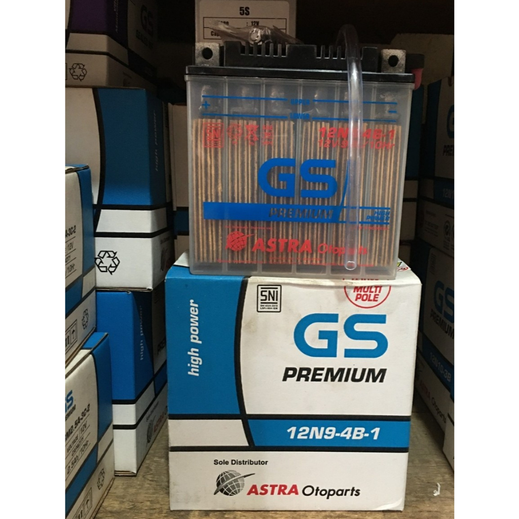 AKI BASAH / BATTERY / ACCU / BATERAI MOTOR GS ASTRA 12N9-4B-1 12V 9AH THUNDER 125 / BAJAJ PULSAR / T