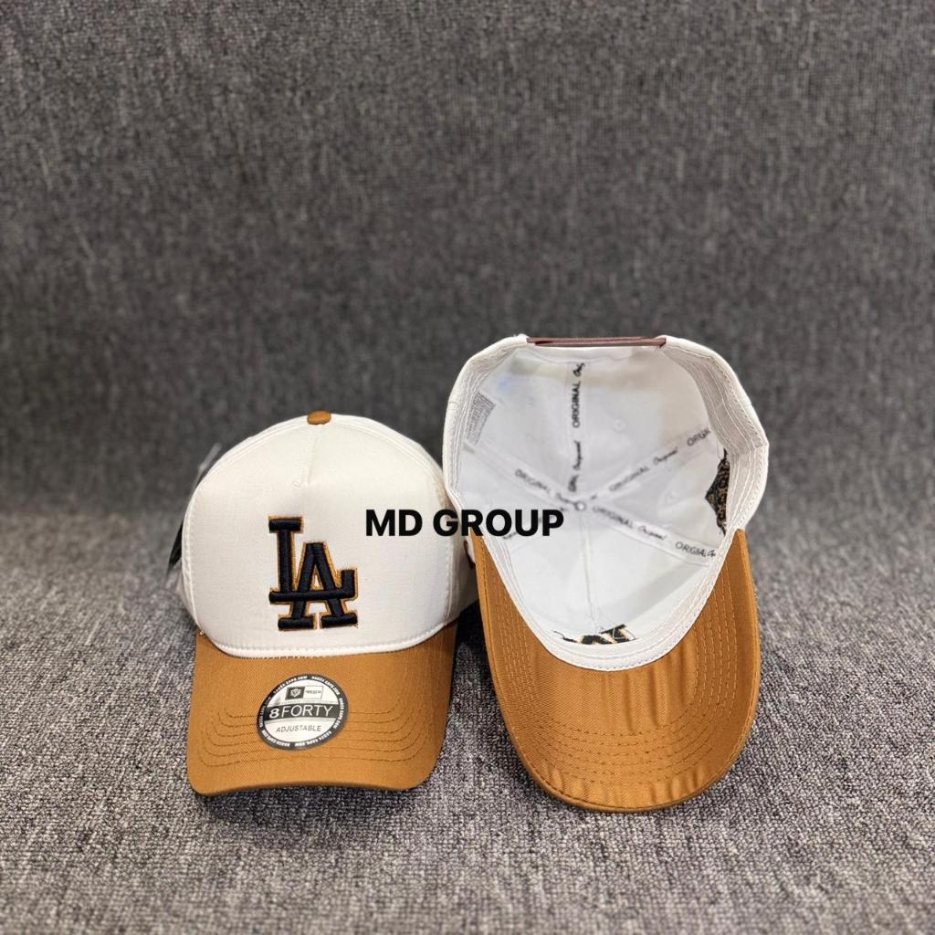 Topi Baseball NY Putih Coklat Adjustable Topi Casual Pria Wanita