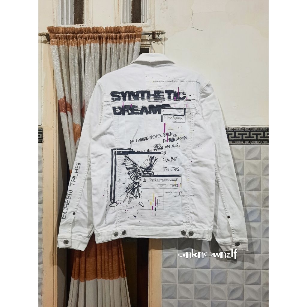 Zara Denim Jacket Printing Graphic DNWR