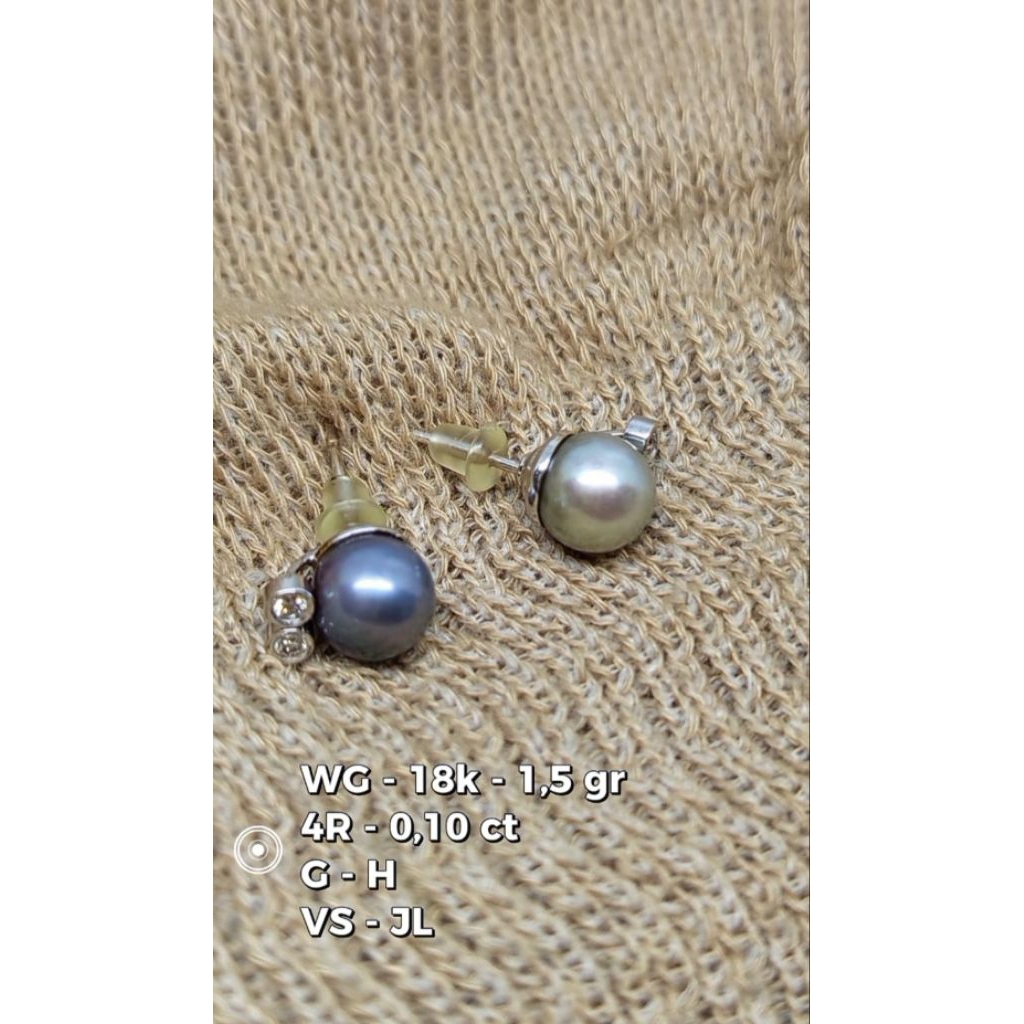 Giwang Mutiara Air Laut Berlian dan Emas