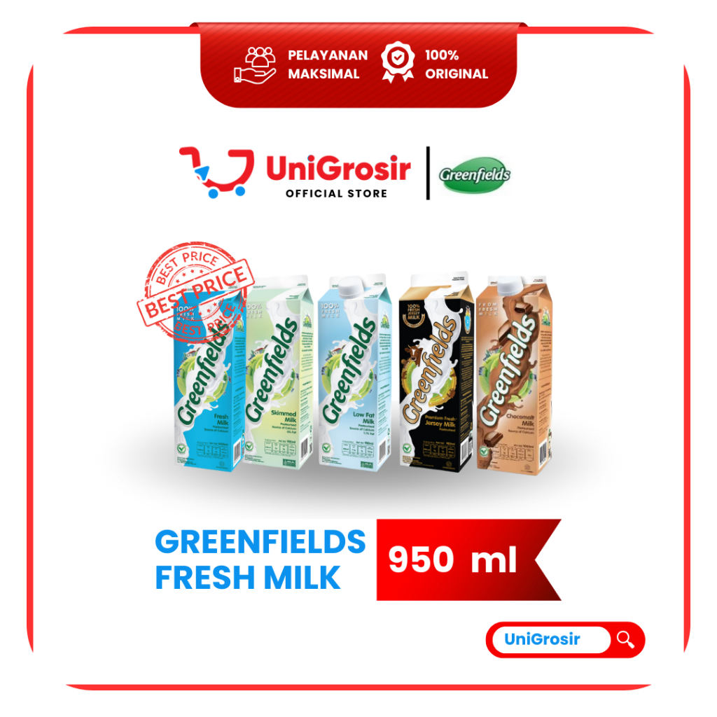 [UniGrosir] GREENFIELDS FRESH  MILK JERSEY SKIM LOW FAT CAFFE LATTE GREENFIELD SUSU SEGAR LID TUTUP 