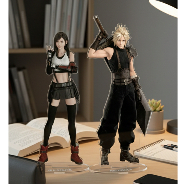 STANDEE AKRILIK FINAL FANTASY VII, CLOUD STRIFE, TIFA LOCKHART, FIGURE AKRILIK, GAME