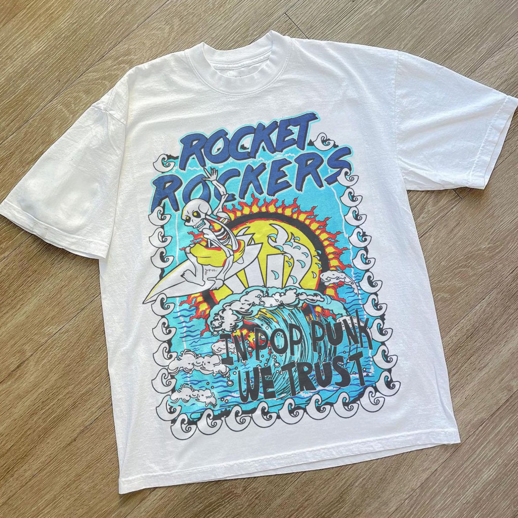 KAOS BAND LOKAL INDONESIA ROCK ART ROCKET ROCKERS DESAIN KUALITAS BAHAN PREMIUM KATUN COMBED MERCHEN